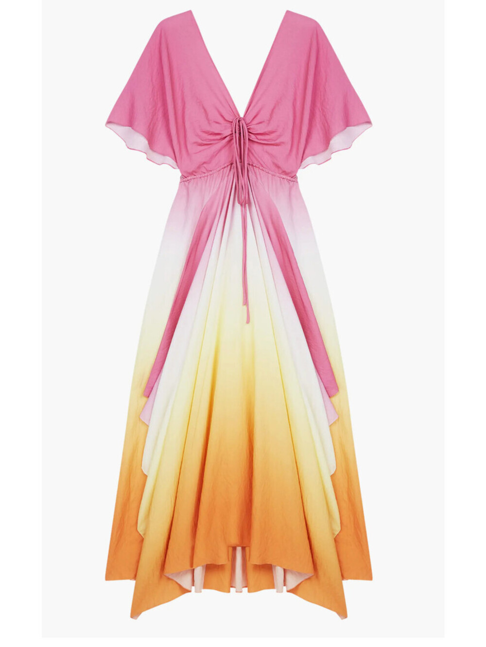 MAJE candy pink Rachelly dip dye batwing sleeve midi beach dress size US8/FR40
